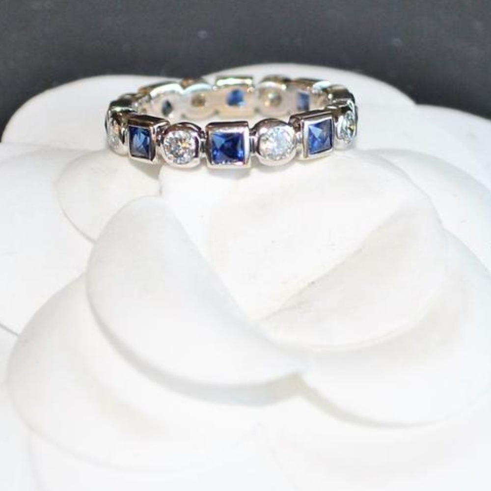 SOLD Tacori 18k WG Princess Diam Sapphire Eternity - Picture 5 of 6